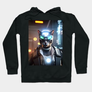 Cyberpunk Cat - Modern Digital Art Hoodie